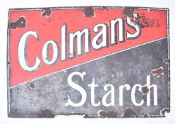 VINTAGE MID CENTURY COLEMAN'S STARCH ENAMEL SHOP SIGN