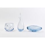 COLLECTION OF THREE AQUA BLUE & TRANSPARENT GLASS PIECES