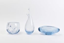 COLLECTION OF THREE AQUA BLUE & TRANSPARENT GLASS PIECES
