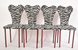 MATCHING SET OF FOUR 20TH CENTURY ZEBRA UPHOLSTERED CHAIRS