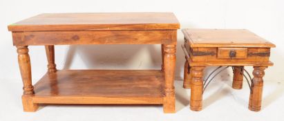 TWO 20TH CENTURY MEXICAN PINE OCCASIONAL TABLES