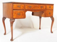 QUEEN ANNE REVIVAL WALNUT & LEATHER WRITING TABLE DESK