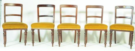 A SET OF SIX 19TH CENTURY MAHOGANY UPHOLSTERED DINING CHAIRS