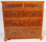 QUEEN ANNE REVIVAL BURR WALNUT FAUX CHEST OF DRAWERS