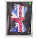 LATE 20TH CENTURY ABSTRACT ACRYLIC QUEEN ELIZABETH II PAINTING