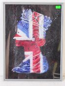 LATE 20TH CENTURY ABSTRACT ACRYLIC QUEEN ELIZABETH II PAINTING