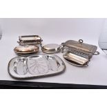 COLLECTION OF VICTORIAN SILVER PLATED SERVING DISHES