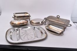 COLLECTION OF VICTORIAN SILVER PLATED SERVING DISHES