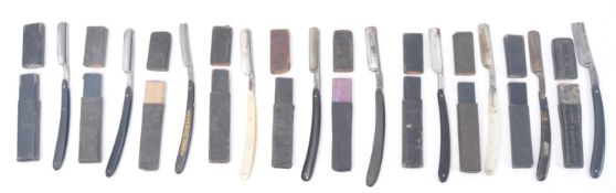 COLLECTION OF TEN 19TH CENTURY MENS RAZORS IN CASES