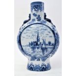 EARLY 20TH CENTURY DUTCH DELFTWARE MOON FLASK