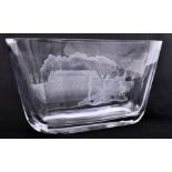 ORREFORS - VINTAGE FROSTED CRYSTAL VASE WITH FARM SCENE