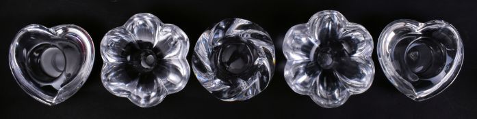 ORREFORS - COLLECTION OF 5 VINTAGE GLASS TEALIGHT HOLDERS