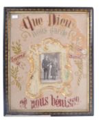 FRENCH 1920S EMBROIDERED MARRIAGE SOUVENIR - PHOTOGRAPH