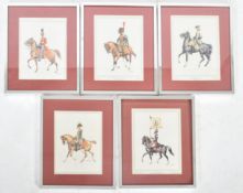 COLLECTION OF FIVE VINTAGE FRAMED MILITARY CAVALRY PRINTS