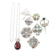 COLLECTION OF ASSORTED SILVER PEWTER & WHITE METAL JEWELLERY