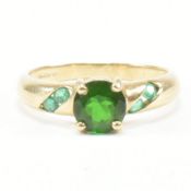 HALLMARKED 9CT GOLD EMERALD & DIOPSIDE STONE RING