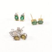 COLLECTION OF THREE PAIRS OF 9CT GEM SET EARRINGS