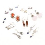 COLLECTION OF ASSORTED SILVER & WHITE METAL EARRINGS