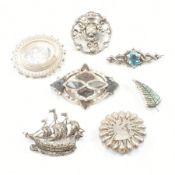 19TH & 20TH CENTURY SILVER & WHITE METAL BROOCH PINS