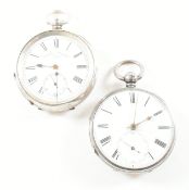 TWO ANTIQUE SILVER CASED POCKET WATCHES