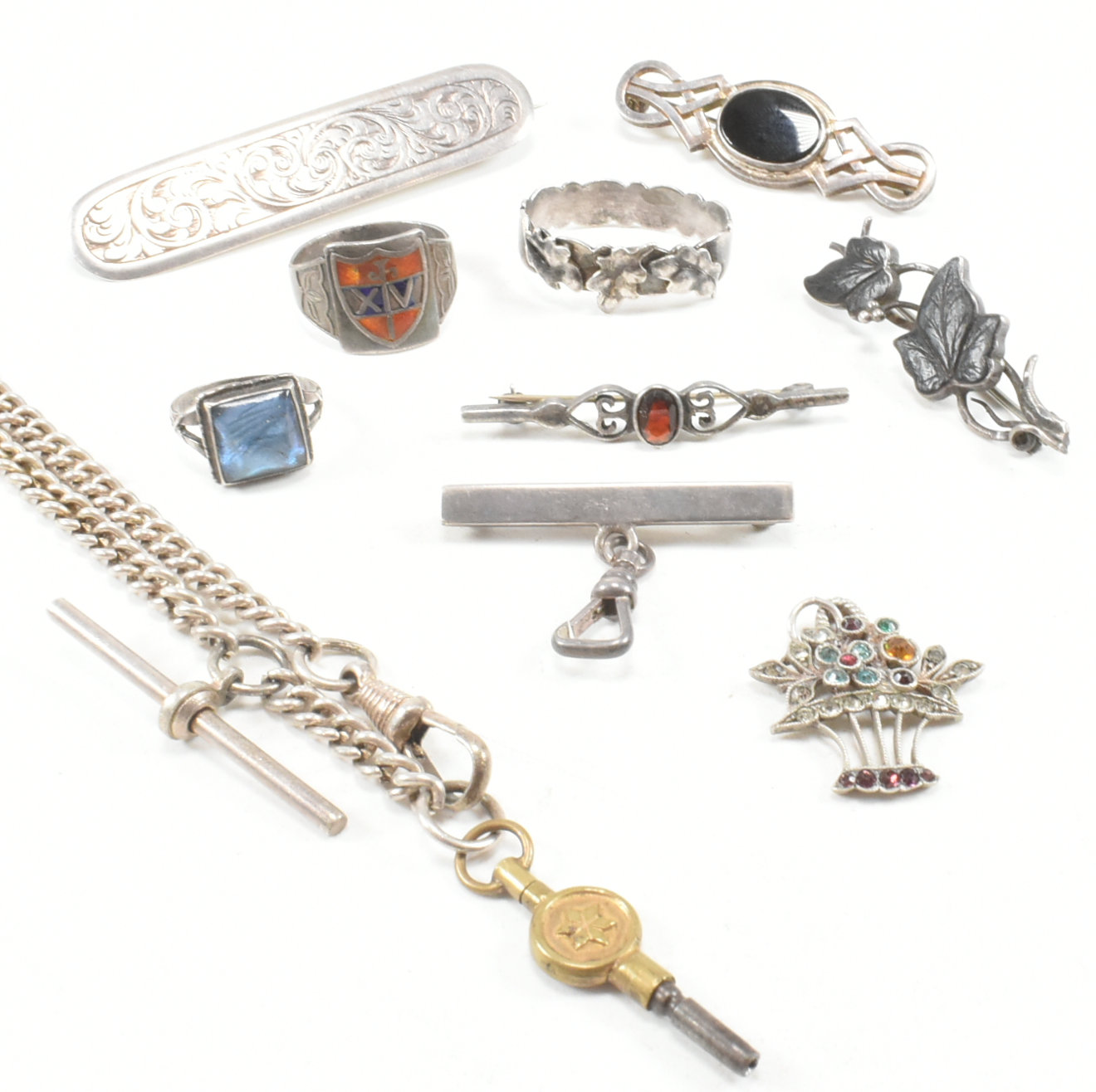 COLLECTION OF ANTIQUE & LATER SILVER & WHITE METAL JEWELLERY - Image 2 of 11