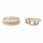 TWO 9CT GOLD & WHITE SPINEL SET RINGS