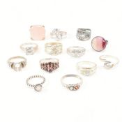COLLECTION OF ASSORTED 925 SILVER & STONE SET RINGS
