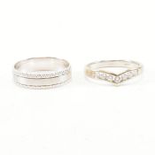 TWO HALLMARKED 9CT WHITE GOLD RINGS