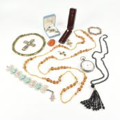 COLLECTION OF ANTIQUE VINTAGE & LATER COSTUME JEWELLERY