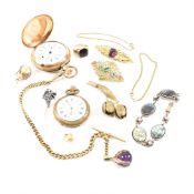 COLLECTION OF ASSORTED POCKET WATCHES & COSTUME JEWELLERY