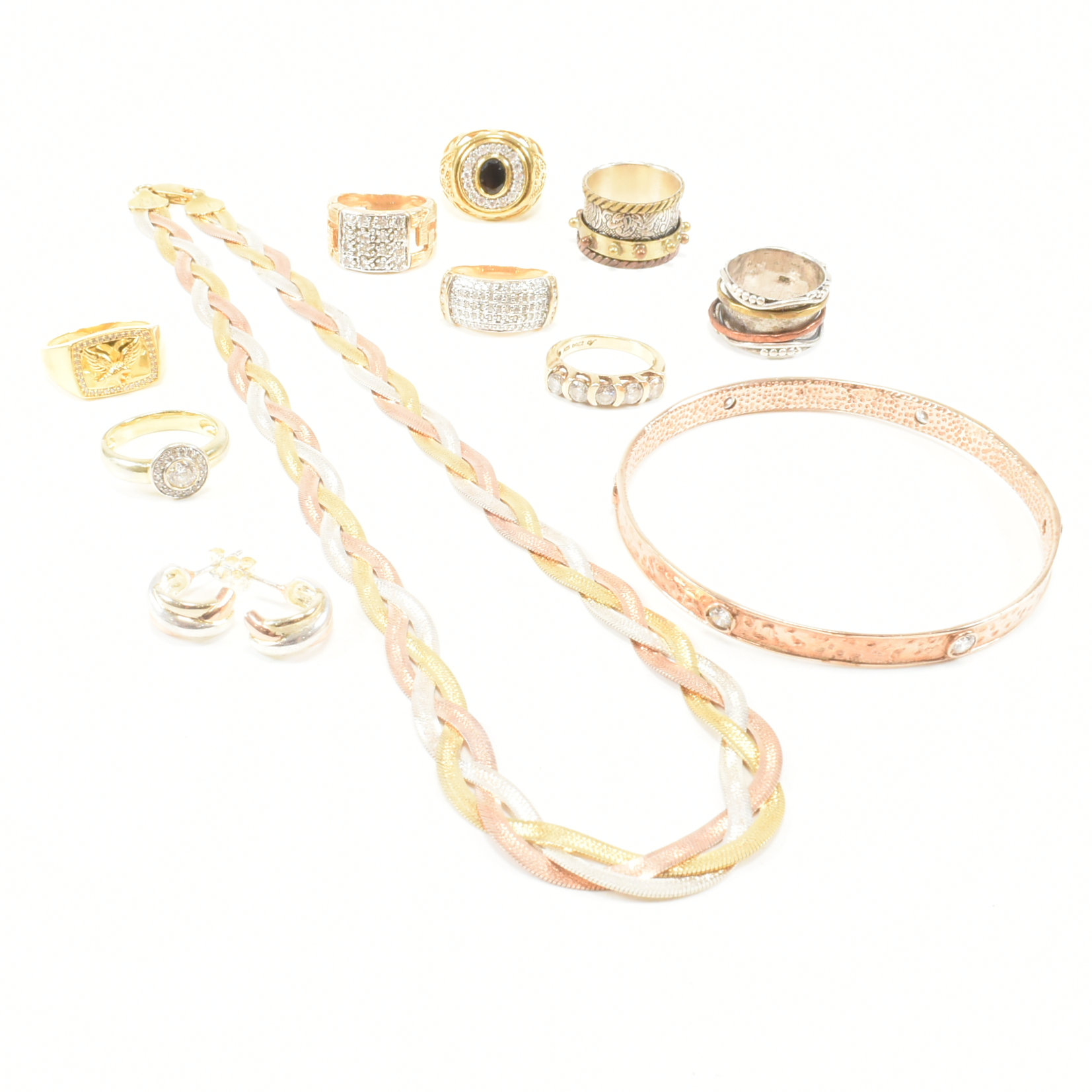 COLLECTION OF ASSORTED 925 SILVER GOLD TONE JEWELLERY