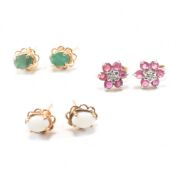 COLLECTION OF 9CT GOLD & GEM SET EARRINGS