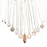 COLLECTION OF SILVER & WHITE METAL PENDANT NECKLACES