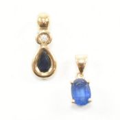 TWO 9CT GOLD & SAPPHIRE NECKLACE PENDANTS