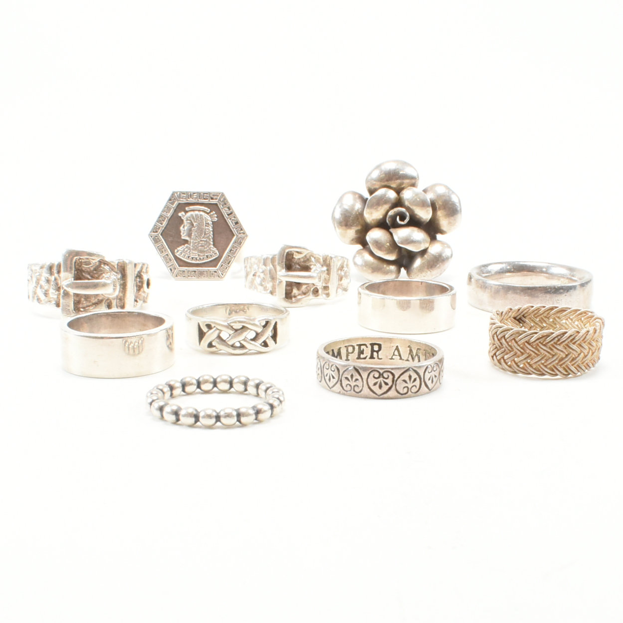 COLLECTION OF ASSORTED SILVER & WHITE METAL RINGS - Image 3 of 10