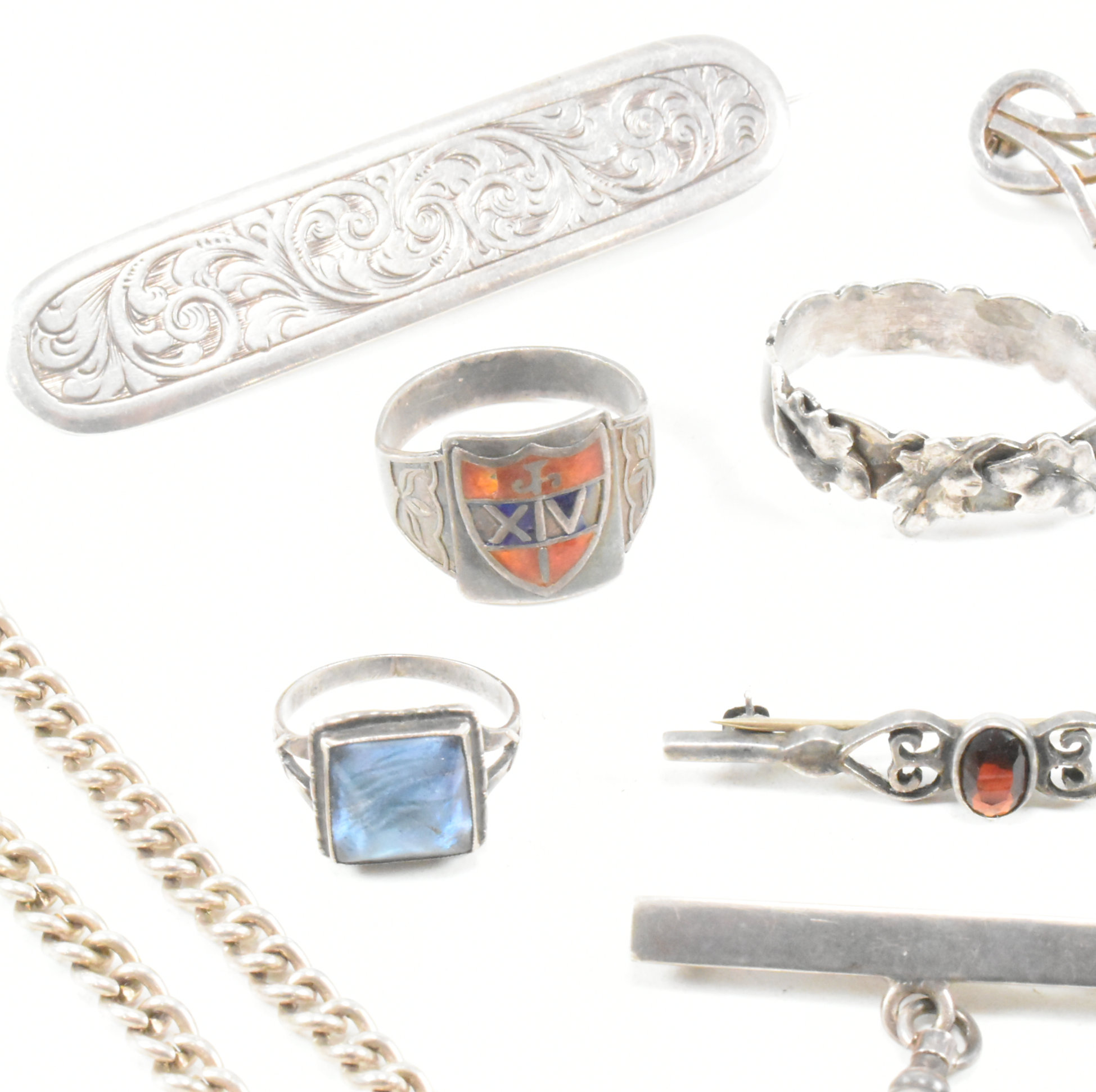 COLLECTION OF ANTIQUE & LATER SILVER & WHITE METAL JEWELLERY - Image 5 of 11