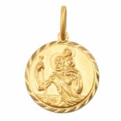 HALLMARKED 9CT GOLD ST CHRISTOPHER NECKLACE PENDANT
