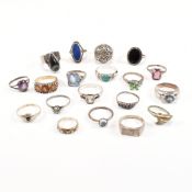 COLLECTION OF SILVER & WHITE METAL DRESS RINGS