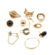 COLLECTION OF ASSORTED 9CT GOLD & YELLOW METAL AF EARRINGS
