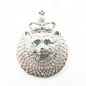 STERLING SILVER CAT PENDANT NECKLACE