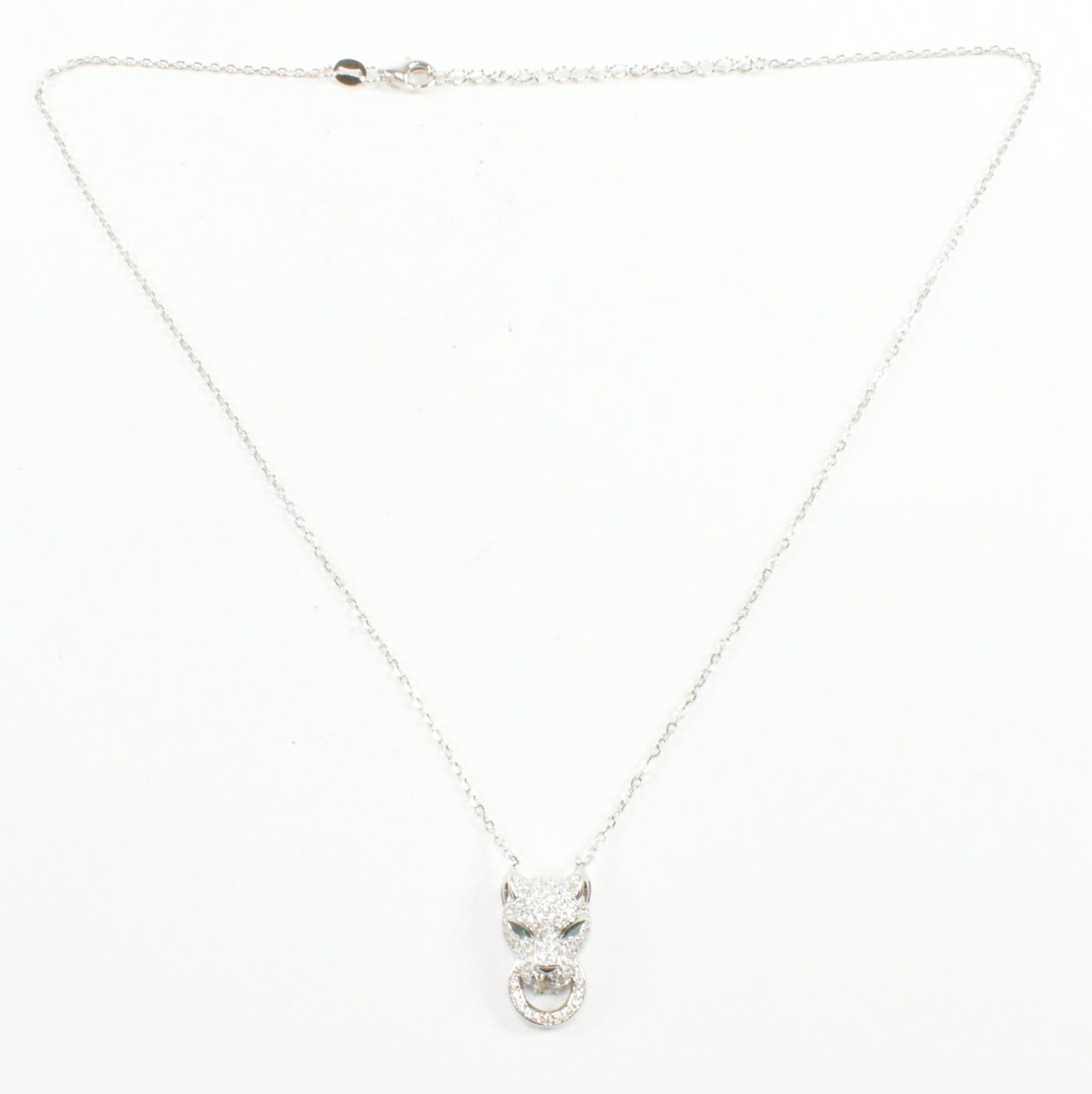 SILVER & CZ PANTHER PENDANT NECKLACE - Image 2 of 4