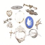 COLLECTION OF 19TH CENTURY SILVER & WHITE METAL BROOCH PINS
