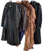 COLLECTION OF VINTAGE LEATHER & LEATHERETTE LONG COATS