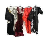 COLLECTION OF FOUR VINTAGE WOMENS COSTUME COCKTAIL DRESSES