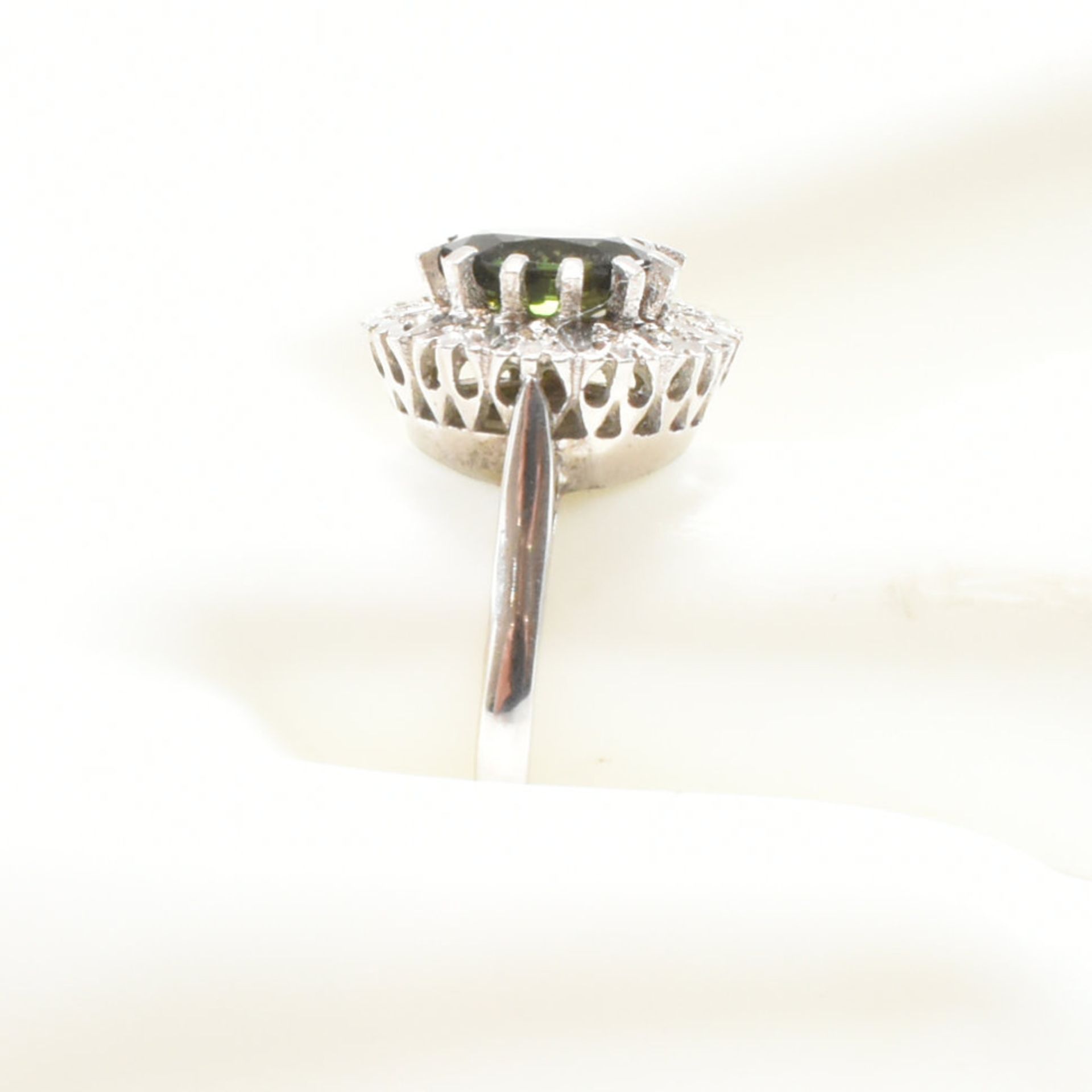 WHITE GOLD TOURMALINE & DIAMOND HALO RING - Image 8 of 8