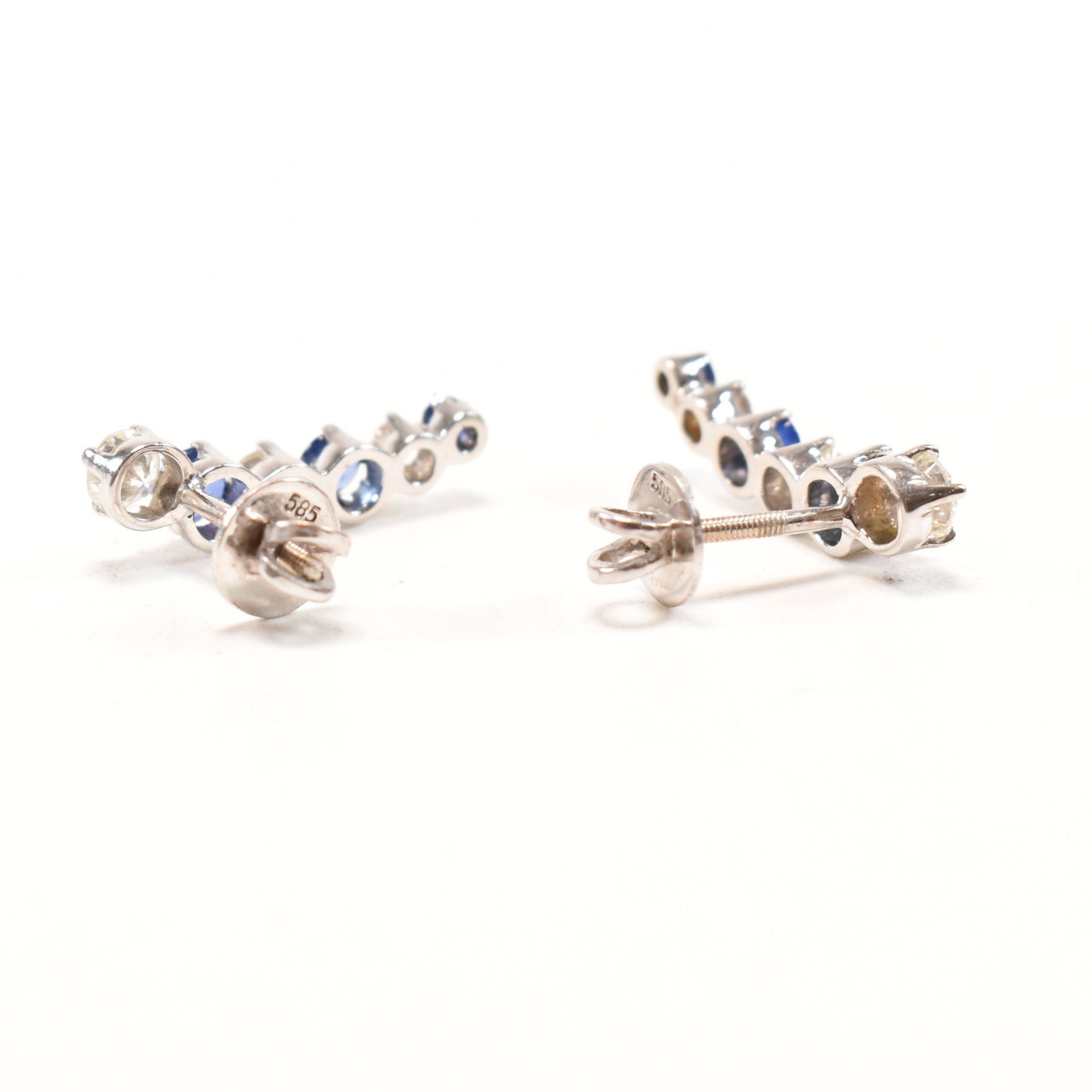 PAIR OF 14CT WHITE GOLD SAPPHIRE & DIAMOND EARRINGS - Image 8 of 8