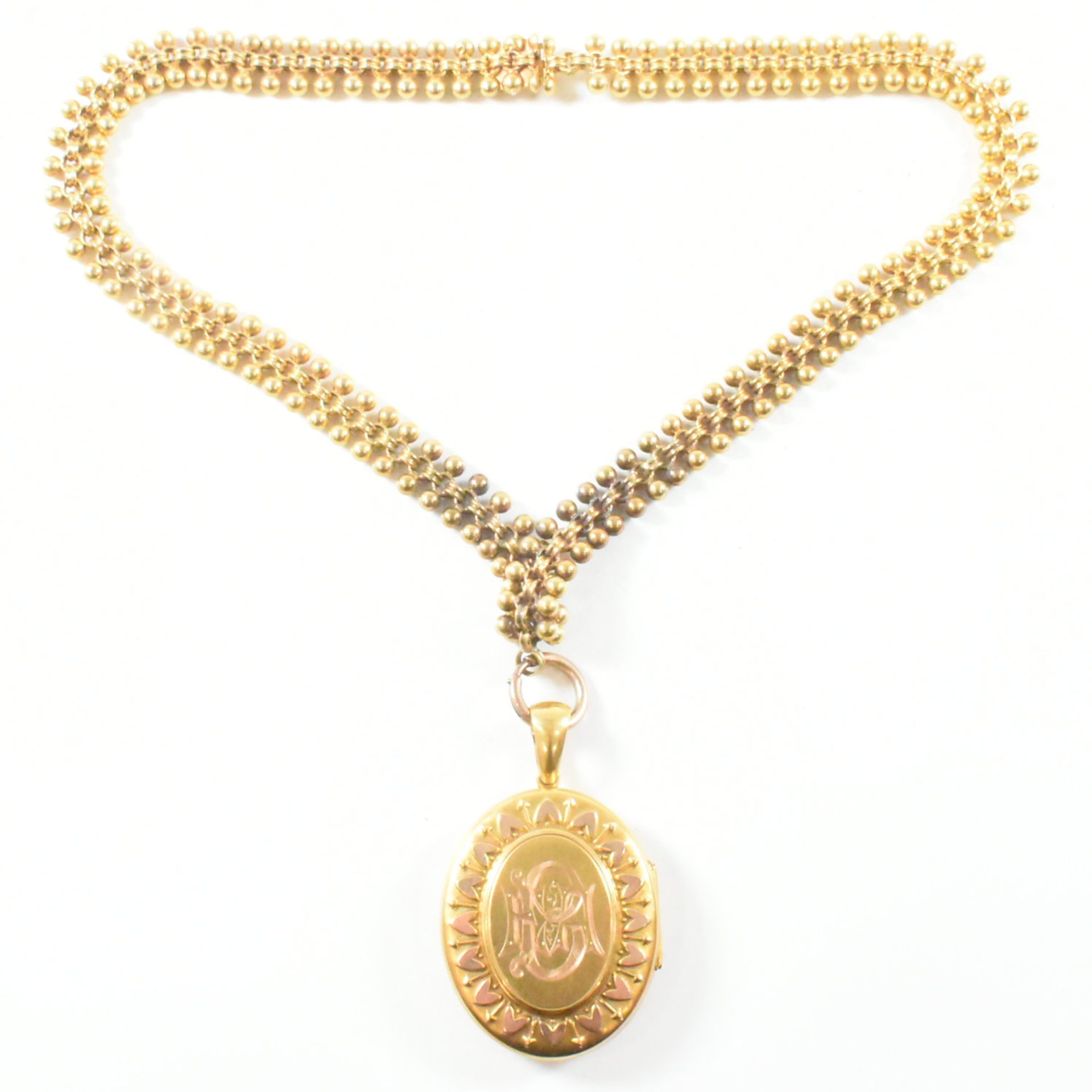 19TH CENTURY VICTORIAN GOLD LOCKET PENDANT NECKLACE