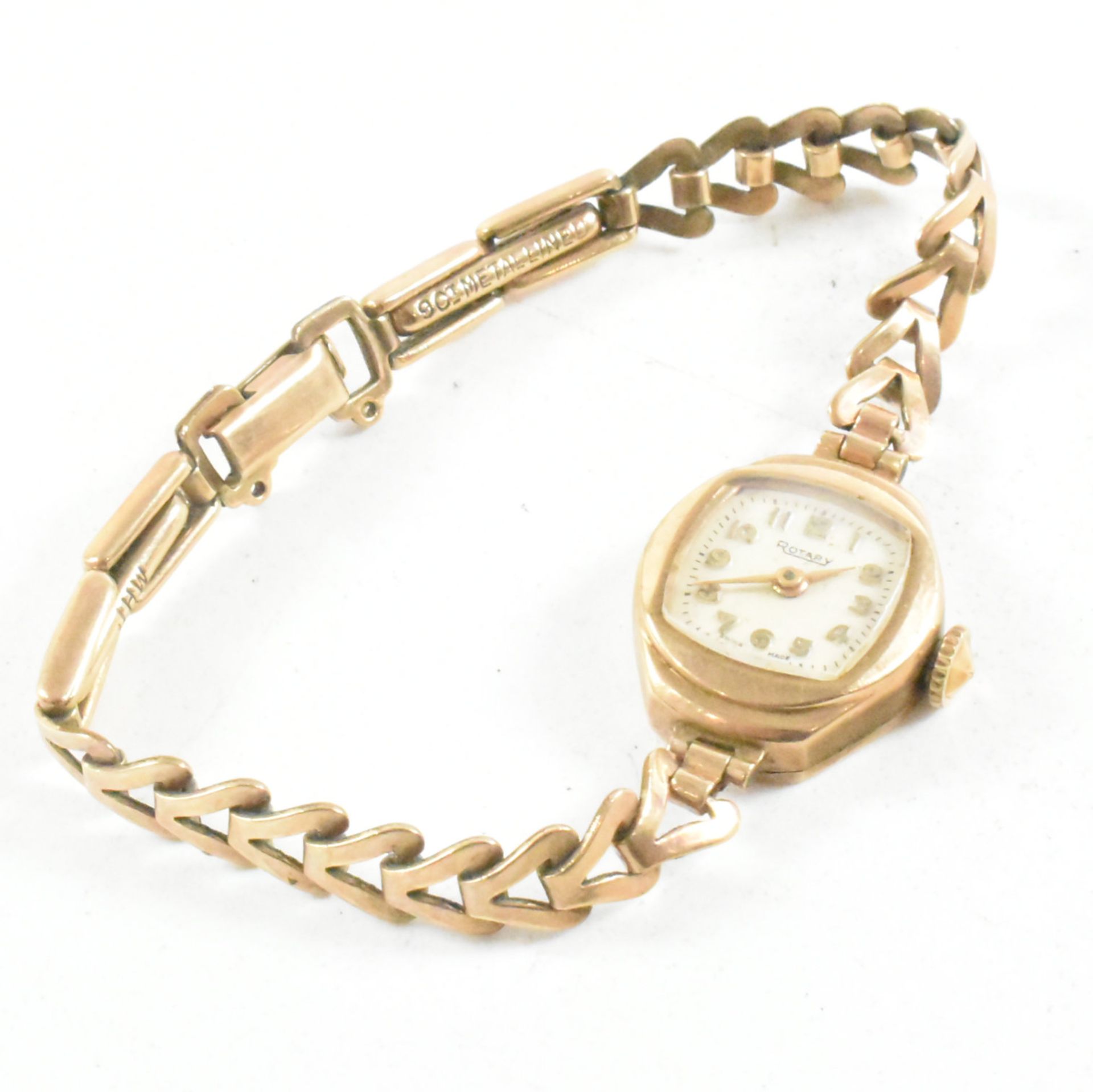 1960S HALLMARKED 9CT GOLD ROTARY WATCH WITH METAL LINED STRAP - Image 9 of 11