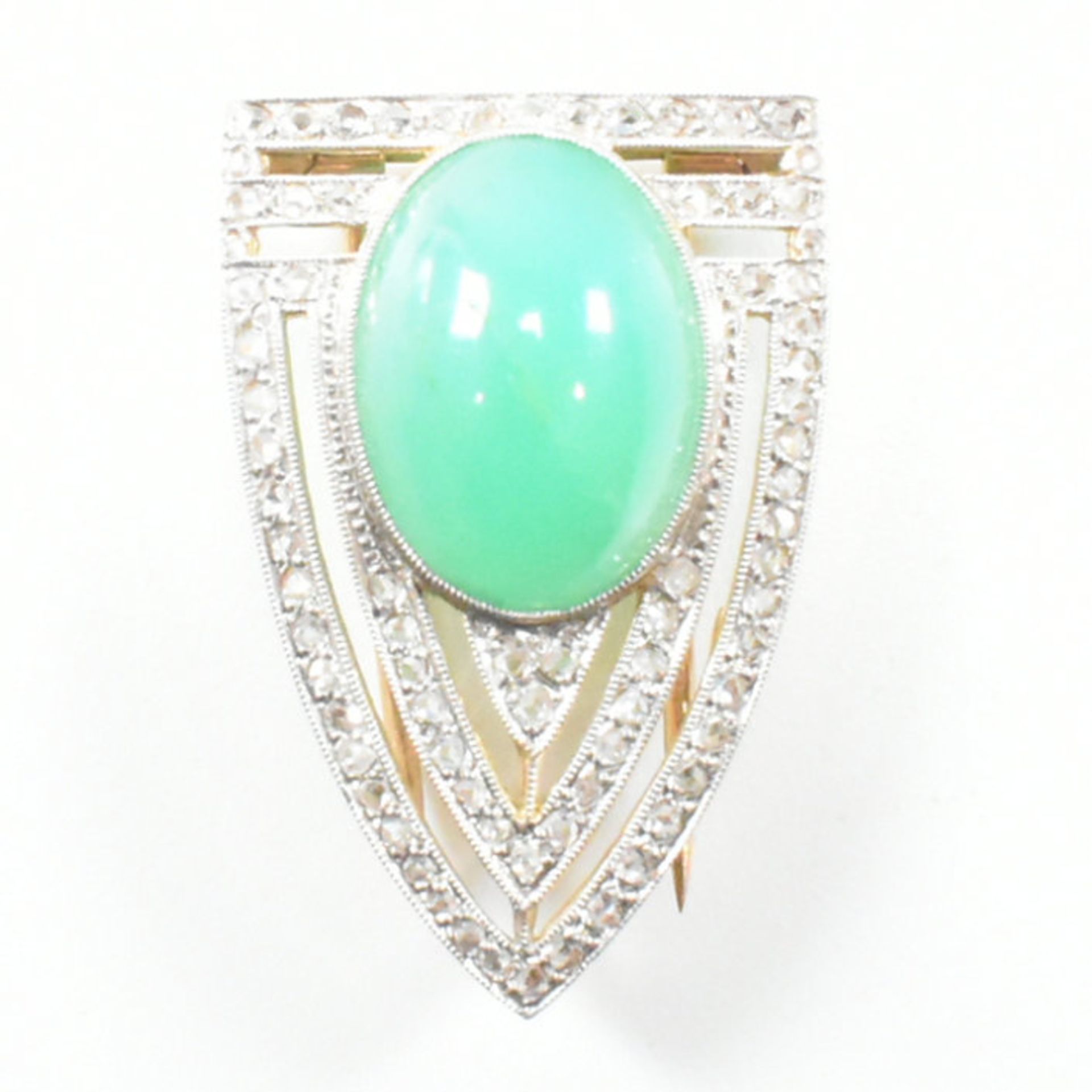 1930S ART DECO DIAMOND & CHALCEDONY DRESS CLIP