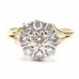 HALLMARKED 18CT GOLD & DIAMOND CLUSTER RING